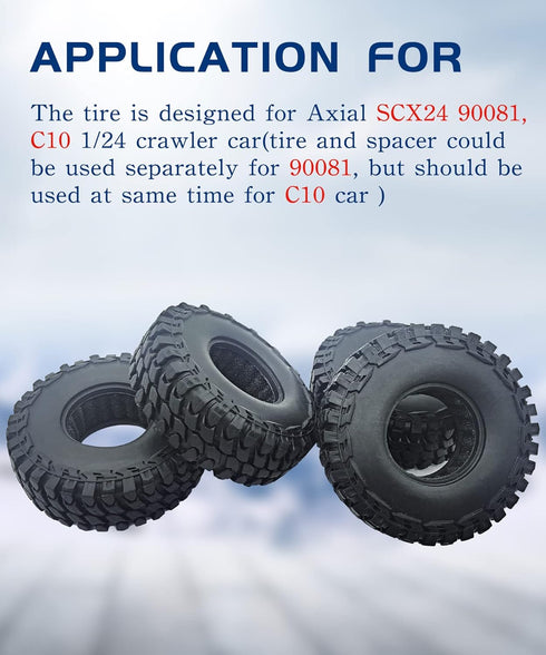 1.0 Tires Micro Soft Rubber Crawler Tires for 1/24 Axial SCX24 90081 AXI00002 Deadbolt, 4Pcs...