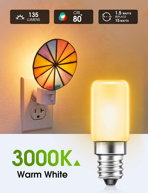 LOHAS LED C7 S6 Night Light Bulb, 15 Watt Light Bulbs Equivalent(1.5W), Mini LED Bulb Candelabra E12 Base, Soft/Warm White 3000K LED, Small Light ...