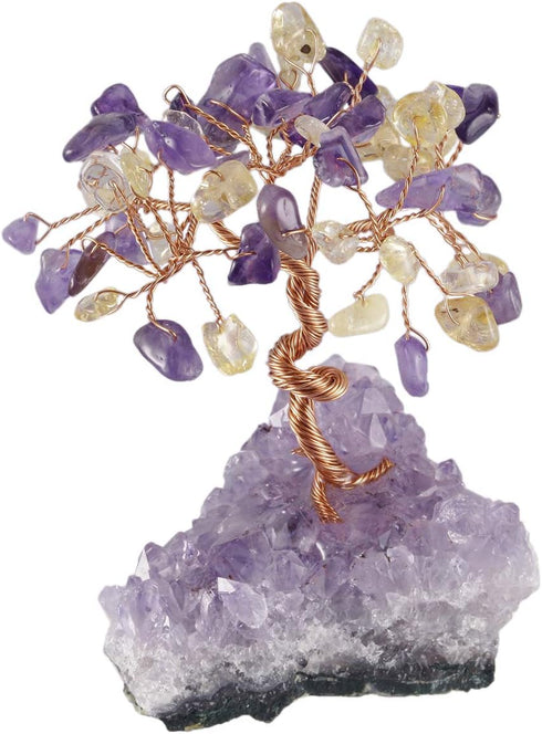 mookaitedecor Citrine & Amethyst Crystal Tree with Amethyst Cluster Crystals Base Bonsai Money Tree for Wealth and Luck...