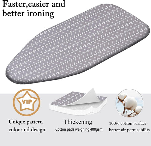 Small Ironing Board Cover Scorch Resistant, Cotton Iron Cover with Padding Heat Reflective Heavy Duty Pad … (Grey arrow, 12.5"x32")...