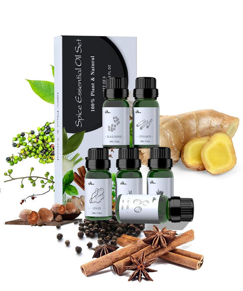 100% Pure Essential Oils Fall Spice Scented Oil 6x10ml for Candle Soap Slime Making Diffuser Home Aromatherapy Scents Gift Set Fennel Cinnamon Gin...