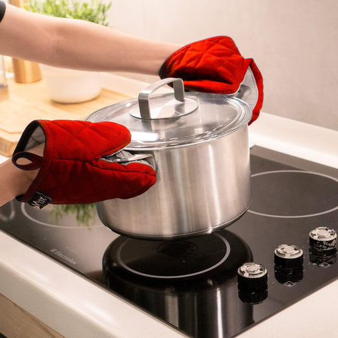 Oven Mitts Heat Resistant – (Red Color) Mini Oven Mitts, Silicone Gloves Heat Resistant, Kitchen Gloves for Cooking, Silicone Oven Mitts & Pot Hol...
