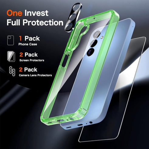 5 in 1 Cover for Samsung Galaxy A15 5G Case with 2 Pack Tempered Glass Screen Protector+2 Pack Camera Lens Protector, Slim Thin Shockproof Phone C...