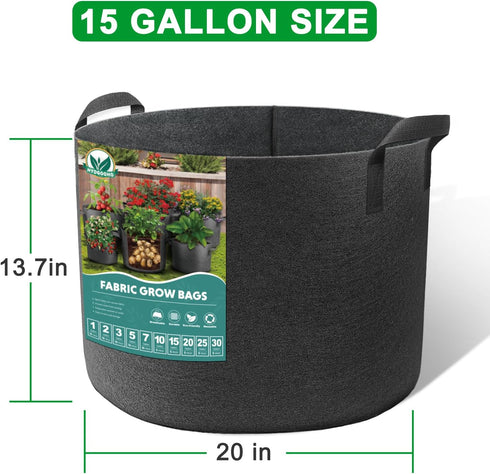 Plant Grow Bags 15 Gallons-5 Pack Multi-Purpose Nonwoven Fabric Pots with Durable Handles,Outdoor Garden Plant Pots for Vegetables Fruits Flowers ...