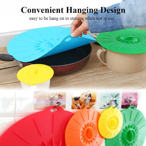 Adpartner Silicone Microwave Cover, 5 Pack Heat Resistant Silicone Lids Reusable Silicone Covers for Food Storage, BPA-Free Silicone Cooking Cover...