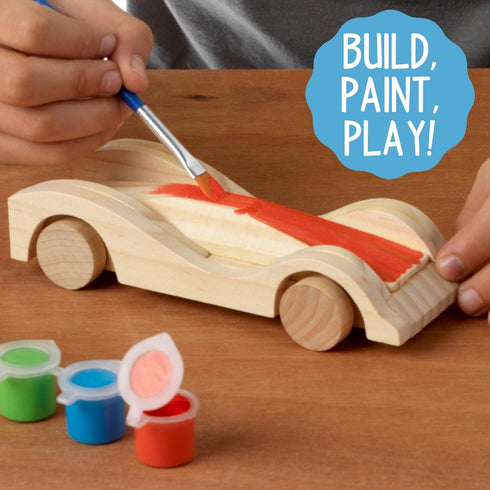 Made By Me Build & Paint Your Own Wooden Cars - DIY Wood Craft Kit, Easy to Assemble and Paint 3 Race Cars – Arts and Crafts Kit for Kids Ages 6 a...
