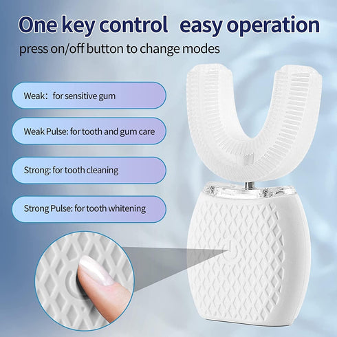 Ultrasonic Toothbrush Adult Electric Toothbrush?Sonic Toothbrush 360° Oral Cleaning Wireless Charging & LED Light|IPX7 Waterproof U-Shaped Brush H...