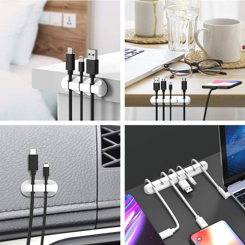 Cord/Cable Organizer White Cord Holder, Wire Organizer USB Cable Management Cord Keeper, 3 Packs Cable Clips for Car Home and Office (7, 5, 3 Slot...