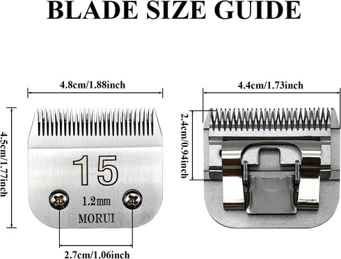 15 Cut Length 3/64"(1.2mm) Detachable Pet Dog Clipper Blades UltraEdge Series Compatible with Most Andis,Oster A5 Wahl KM Series Clippers...