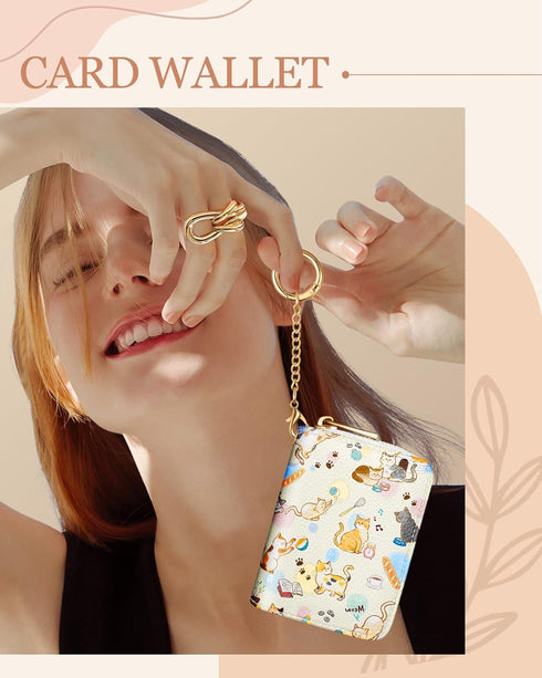 Bistup Credit Card Holder for Women Cute Small for Ladies Teen Girls Female Rfid Leather Cardholder Wallets with Keychain Accordion Organizer Purs...