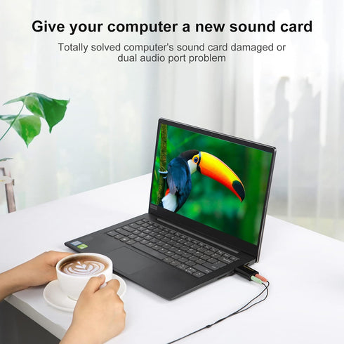 USB Audio Adapter with 3.5mm Jack, CableCreation USB External Stereo Sound Card with 3.5mm Earphone and Microphone for PS4, PS5, Windows, Mac, Lin...