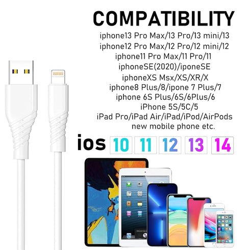 Durcord 2Pack 10ft Lightning Cable Cord, Apple MFi Certified, Fast Charger, Compatible with iPhone 13/12/11 Pro Max Xs X XR 8 7 iPad iPod More...