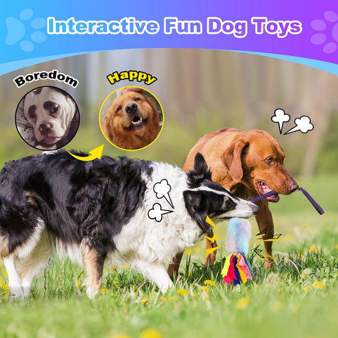Dog Rope Toys, Nearly Indestructible Dog Rope Toys with Strong Squeak- Ideal Tug of War Interactive Dog Training Toy, Dental Cleaning Chew Toys, D...