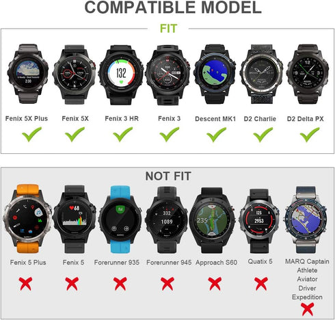 ANCOOL for Garmin Fenix 5X/7X/6X Watch Band Quickfit 26mm Watch Bands Compatible with Fenix 6X Pro/5X Plus/7X Pro/8 51mm(Black,Red,Olive Green,Sla...