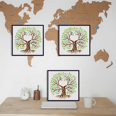 FINGERINSPIRE Heart Tree of Life Painting Stencil 11.8x11.8inch Heart-Shaped Hollow Life Tree Drawing Template Plant Tree Decoration Stencil DIY C...