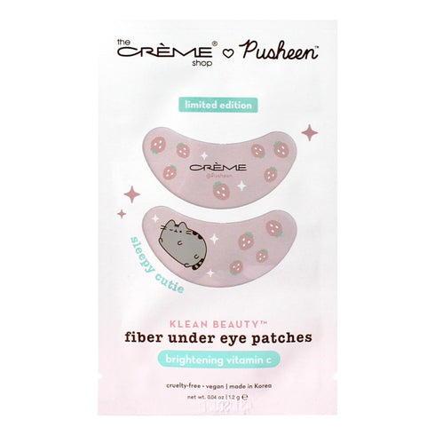 The Crème Shop X PUSHEEN KLEAN BEAUTY™ Fiber Under Eye Patches | Vitamin C Infused for Brightening | Cooling & Moisturizing | Set of 3 Pairs | Veg...