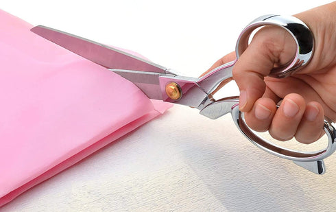 10" Heavy Duty Tailor Scissors Stainless Steel Shears Sewing Dressmaking Multi-Purpose Cloth Cutting Fabric Leather and Raw Materials 10 inch (Sil...