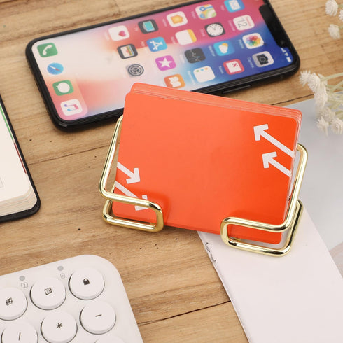 1pc Business Card Holder for Desk, Gold Metal Business Cards Stand Display Name Cards Organizer for Women Men Office Desktop Supplies...