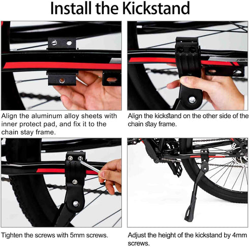 Cyfie Bike Kickstand, Universal Rear Side Bicycle Kickstand for 24 26 27 29 inch, Adjustable Kick Stands for Adult Bike 24" to 29" Mountain Bike 7...