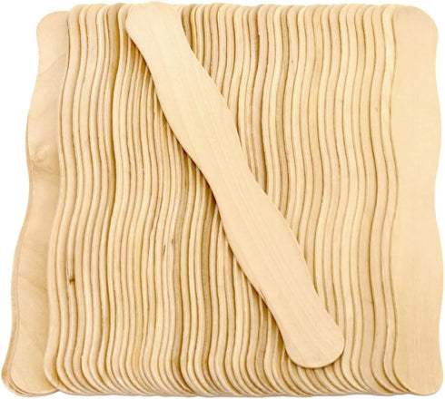 50 Sticks, 8 Inch Jumbo Wavy Craft Sticks for Fan Handles, Wedding Fans, Kids Crafts, DIY Auction Paddles, Natural Wood Popsicle Sticks by CraftyS...