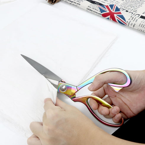 NatSumeBasics 8" Fabric Scissors Rainbow All Stainless Steel Sewing Tailor Scissor Craft Shear Heavy Duty Dressmaker Shears for Home Office (Rainb...