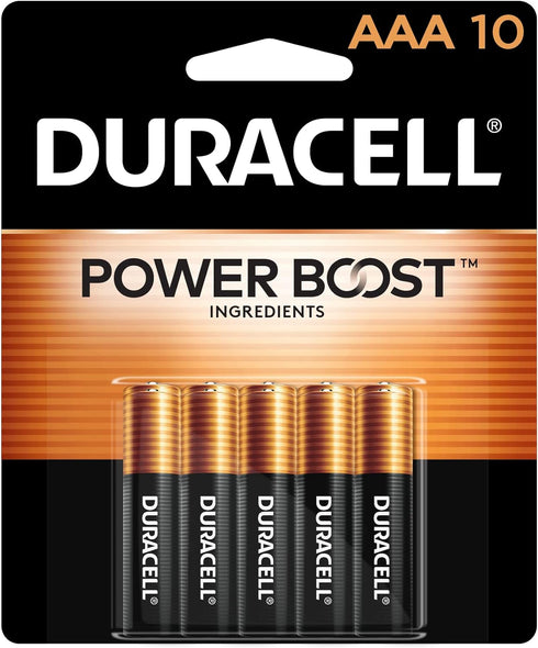 Duracell Coppertop AAA Batteries with Power Boost Ingredients, 10 Count Pack Triple A Battery with Long-lasting Power, Alkaline AAA Battery for Ho...