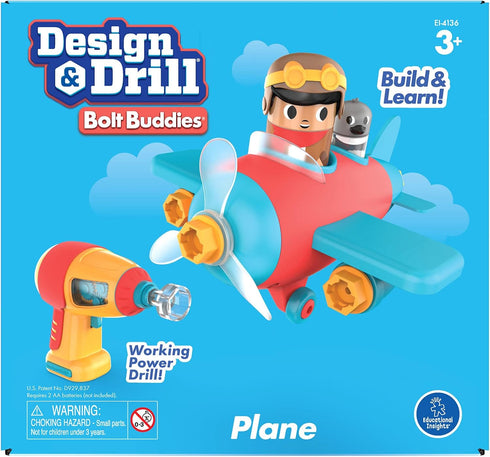 Educational Insights Design & Drill Bolt Buddies Plane Take Apart Toy with Electric Toy Drill, Preschool STEM Toy, Gifts for Boys & Girls, Ages 3+...