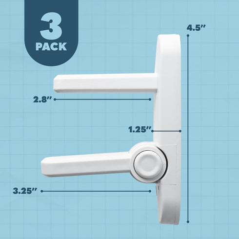 Childproof Door Lever Lock (3 Pack) Easy Install Child Proof Door Lock, Secure 2 Button Design - ABS Material Door Locks for Kids Safety, One Hand...