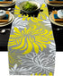 Floral Table Runner-Yellow Gray White Cotton linen-Long 72 inche Dresser Scarves,Flower Tablerunner for Kitchen Coffee/Dining Table Bedroom Home L...
