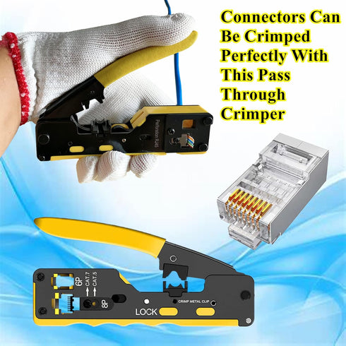 100-Pack Cat6 Cat6A RJ45 Pass Through Connectors Ends, Shielded RJ45 Connectors for 23AWG Cat6 Shielded Solid Wire and Standard Cable 100 Pack (1....
