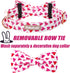 Valentine's Day Dog Collar with Bow Tie, White Red Love Male Dog Collar with Safety Metal Buckle Adjustable Puppy Collars for Small Medium Large B...