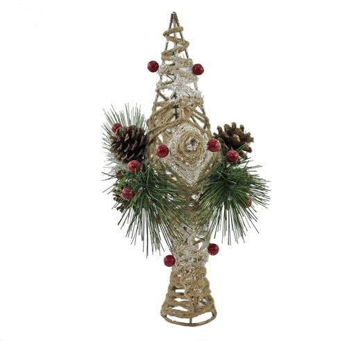 Kurt Adler 11-Inch Natural Star with Pinecones Treetop...