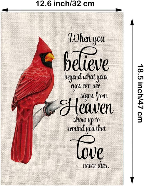 Cardinal Garden Flag Vertical Double Sided Farmhouse Burlap Yard Outdoor Decor 12.5x18 Inch-When you Believe Beyond What Your Eyes Can See Signs F...