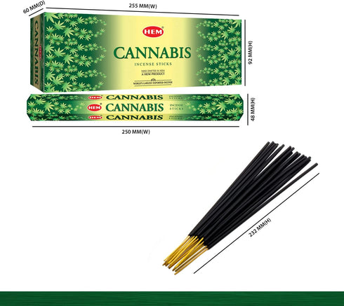 Hem Cannabis Incense Sticks (120 Sticks, 6 Boxes Inside) - 9 Inches Long, 20g per Box - |Perfect for Meditation, Rituals | Cleansing | Promotes Re...
