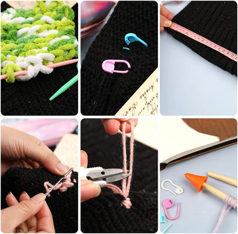 JUPEAN 70 Pcs Crochet Hooks Ergonomic Aluminum Crochet Hooks Crochet Accessories with Large-Eye Blunt Needles, Knitting Loop Rings, and Knitting S...
