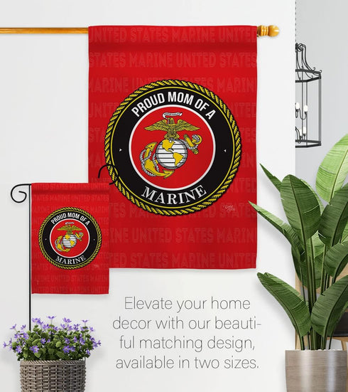 Breeze Decor Proud Mom Garden Flag Armed Forces Marine Corps USMC Semper Fi United State American Military Veteran Retire Official House Banner Sm...