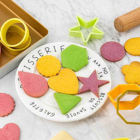 XIPEGPA 12PCS Color Plastic Cookie Cutters Heart Star Triangle for Vegetable Fruit Cutters...