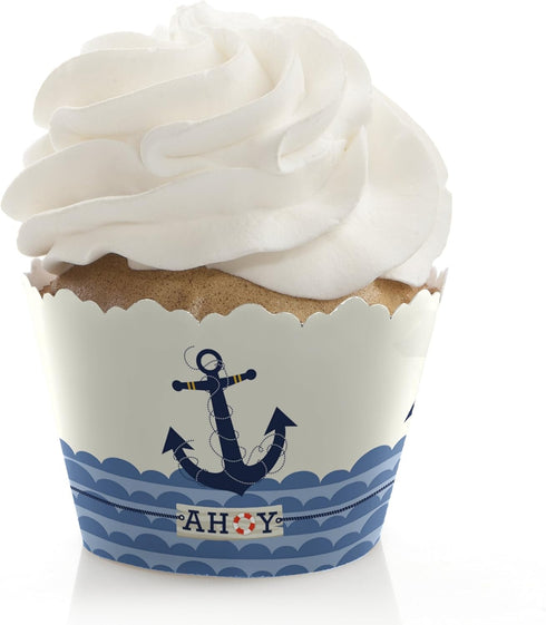 Big Dot of Happiness Ahoy - Nautical Baby Shower or Birthday Party Decorations Cupcake Wrappers Set 12...