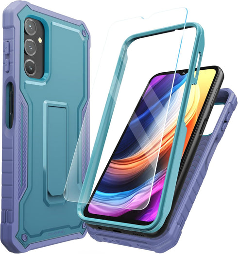 DUOPAL for Samsung Galaxy A14 Case, Military Grade Protection Shockproof Case with Tempered Glass HD Screen Protector and Kickstand Compatible wit...