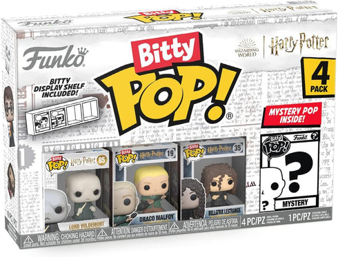 Funko Bitty Pop! Harry Potter Mini Collectible Toys 4-Pack - Lord Voldemort, Draco Malfoy, Bellatrix Lestrange & Mystery Chase Figure (Styles may ...