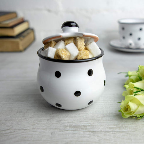 City to Cottage Ceramic Sugar Bowl with Lid, 10oz Sugar Contanier for Coffee Bar, Sugar Dispenser Bowl, Salt - Condiment Pot for Kitchen Counter, ...