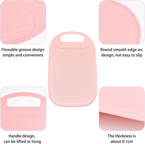 Cutting Board for Kitchen, Wheat Straw Chopping Boards with Juice Grooves and Easy Grip Handle, Dishwasher Safe,Non Scratch (pink)...