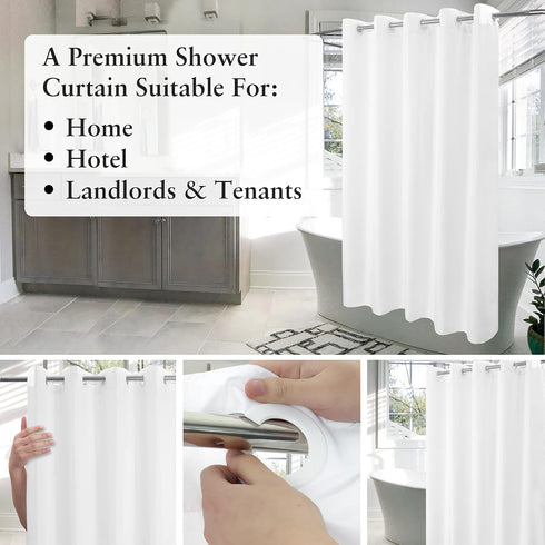 River Dream No Hook Hotel Cloth Shower Curtain Microfiber - Waterproof Soft Washable Fabric Shower Curtain or Liner with Magnets, White, Standard ...