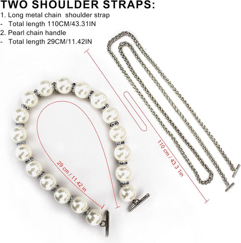 Evening Bucket Handbag for Women Sparkly Rhinestone Pearl Clutch Silver Purse for Party Club Wedding Cocktail Prom...