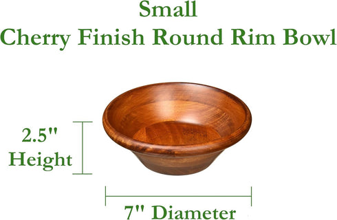 Lipper International Cherry Finished Salad Bowl, Small, 7" Diameter x 2 1/2" Height, Single Bowl...