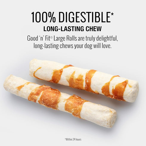 Good ‘n’ Fit Rolls Made with Real Venison, 2 Large Rolls, Treat Your Dog to a Long-Lasting and Highly Digestible Rawhide Chew...