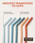 Nightingale Reusable Silicone Straws - Bendy Drinking Straw with Cleaning Brush - Collapsible and Bendable Travel Straw for Kids - Dishwasher Safe...