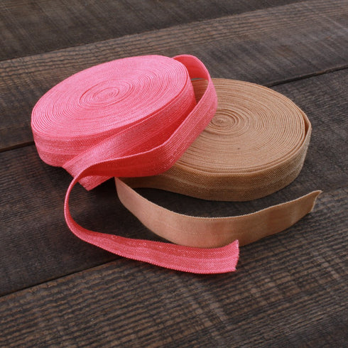 Solid Color Sewing Fold Over Elastic Stretch FOE and Foldover FOE Trim Elastic Ribbon by the yard for Hair Ties Headbands (5/8 inch, 1.5 cm, 20 Ya...