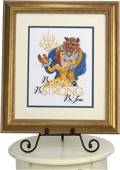 Dimensions 70-35358 Disney Be Brave Counted Cross Stitch Kit, Beauty and the Beast Cross Stitch, 8" x 10",Ivory...