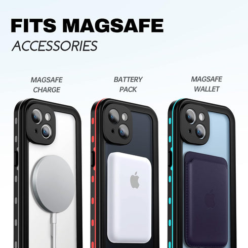BEASTEK iPhone 14 Plus Waterproof MagSafe Case - TRE Series, Shockproof, Dustproof, IP68, Built-in Screen Protector, Anti-Scratch Magnetic Cover (...
